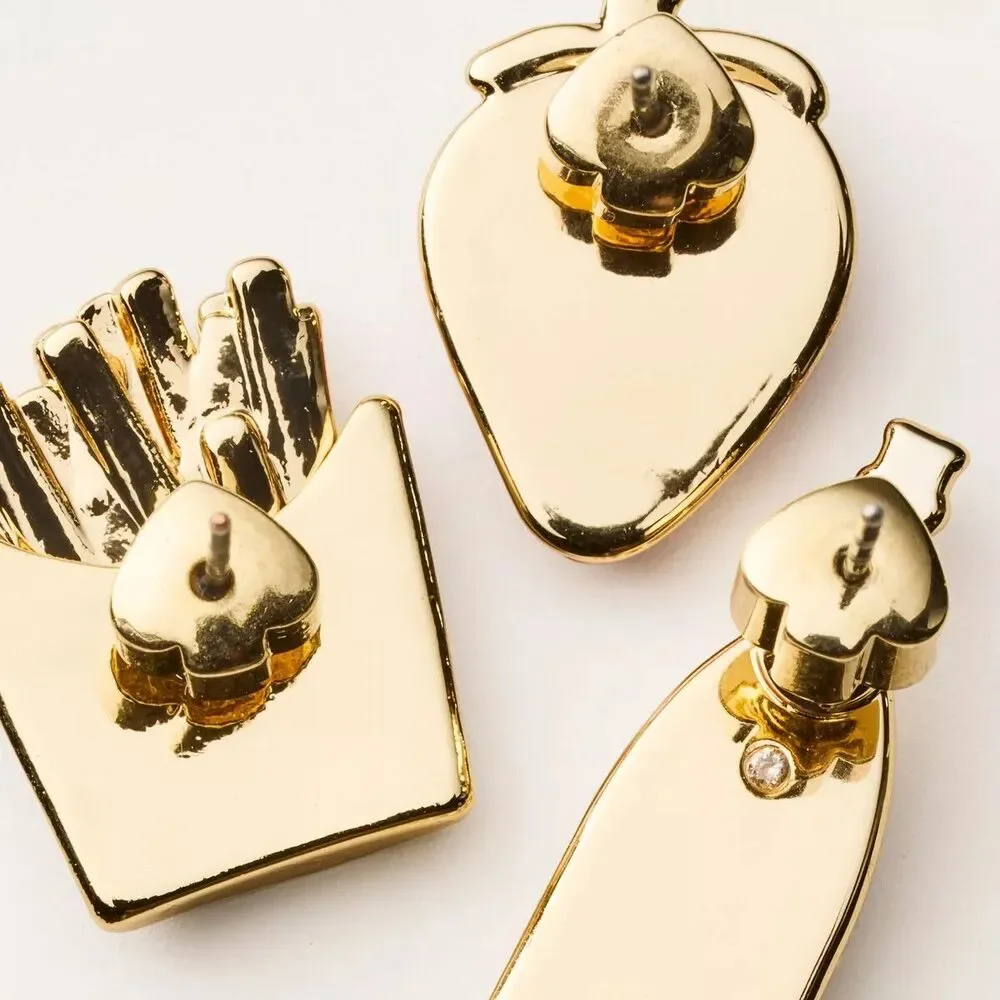 Kate Spade New York Target Earring Set Of 3 Fries Champagne Strawberries - Picture 4 of 7